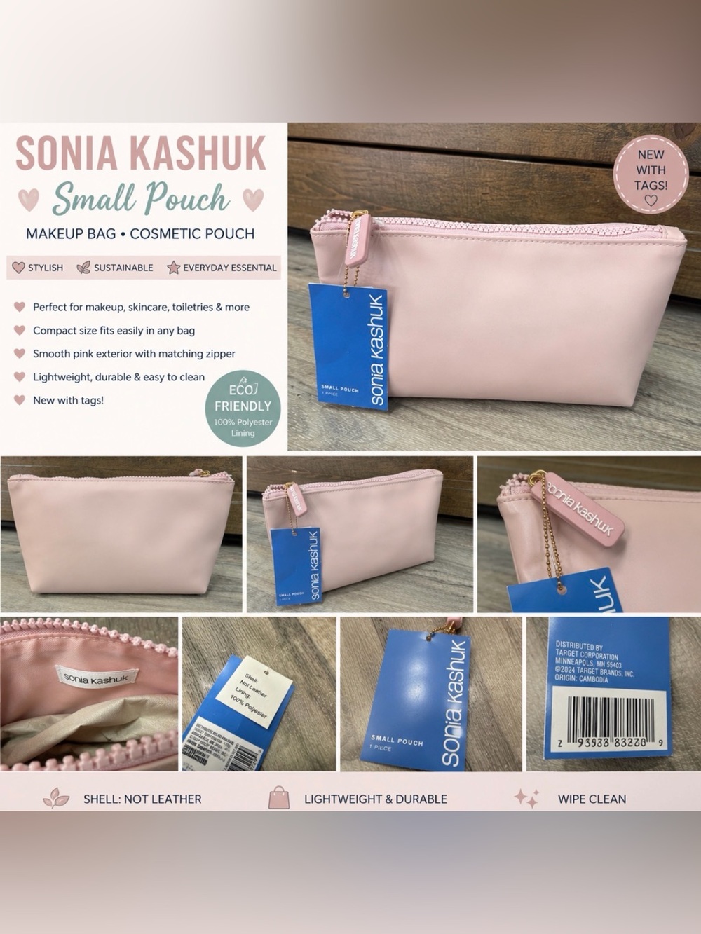 Sonia Kashuk Small Pink Cosmetic Pouch – New With Tags